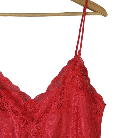 Victoria's Secret Chemise Nightie Red Pink Large Floral Adj Lace Gold Label VTG - Picture 4 of 6